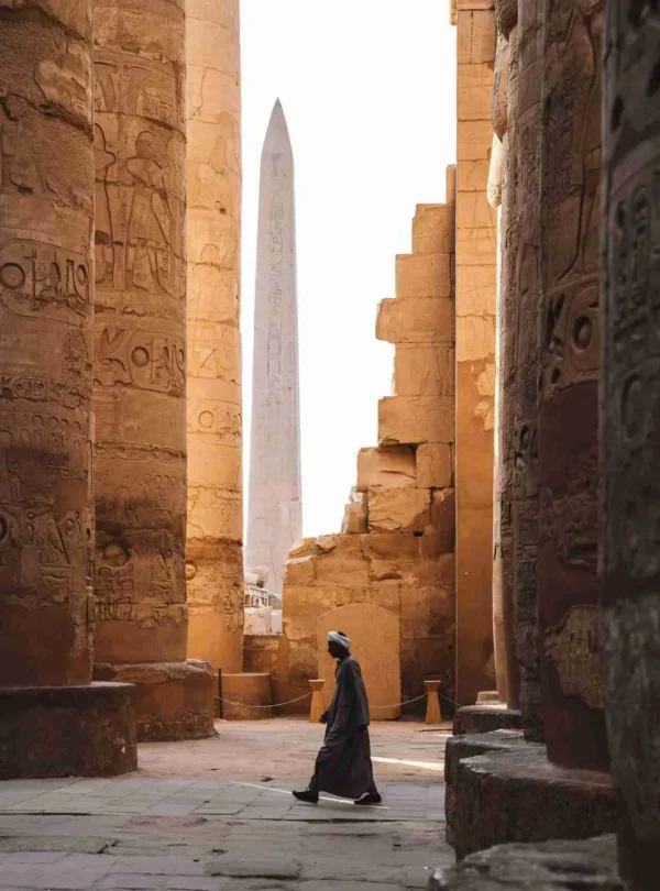 Luxor-Person-Walking-Near-Columns-